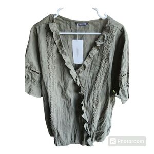 BloomChic sage green top 100 % cotton Women's size 22- 24 NWT
